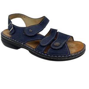 Finn Comfort Sandals Womens 38 Blue‎ Excellent Leather Slingback Adjustable